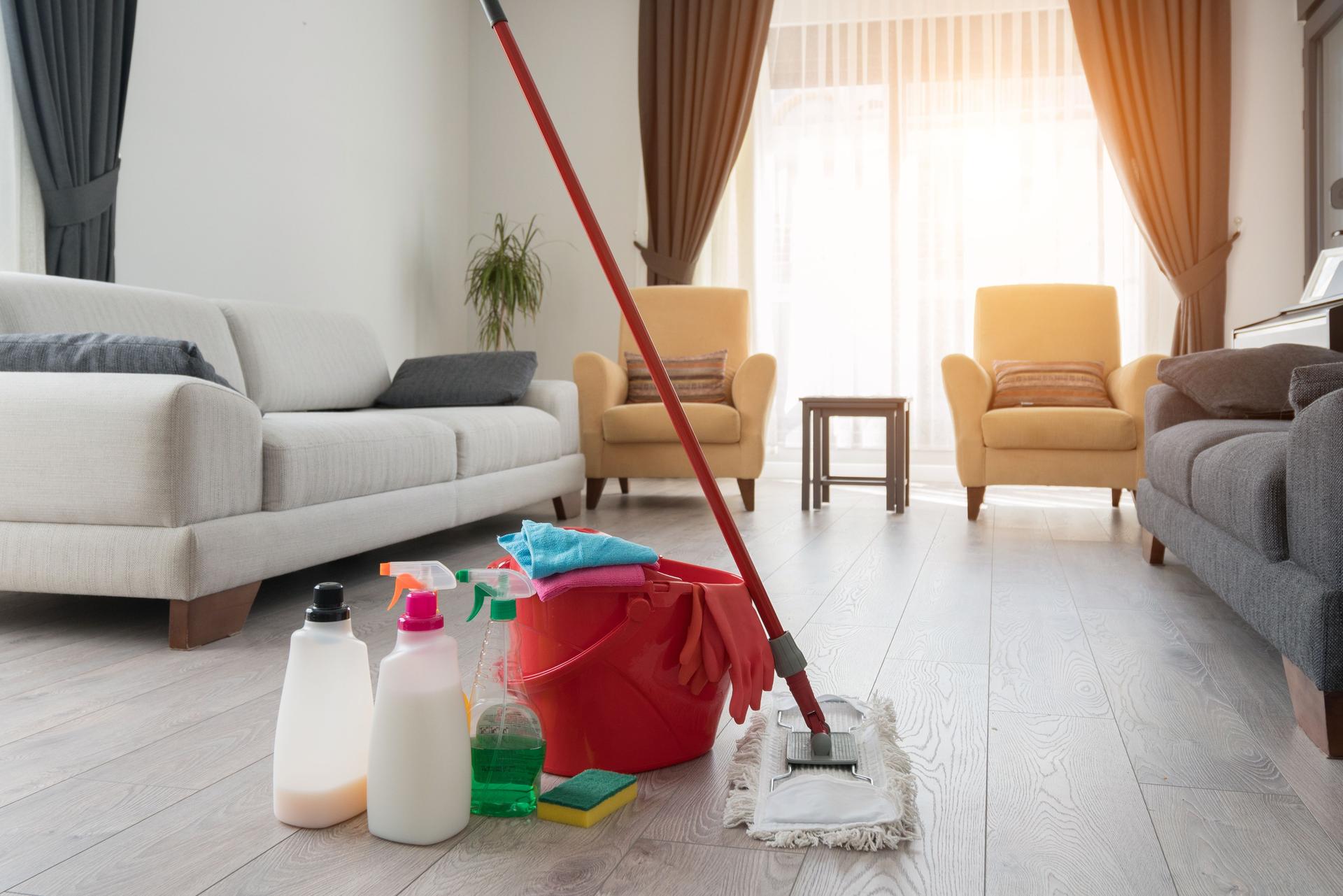 Various cleaning products at home.